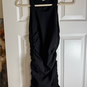 Aritzia Black Ruched Tank Midi Dress